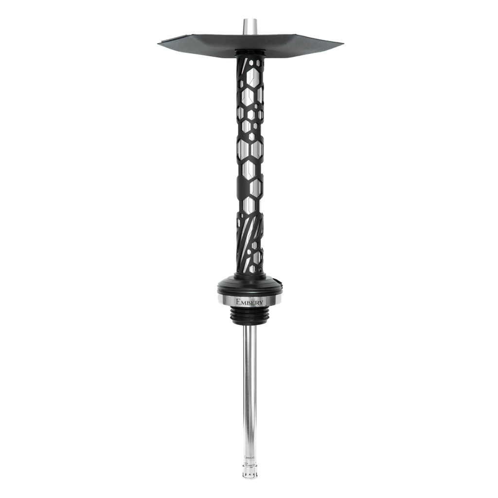 Embery Mono 4.0 Silver Black premium stainless steel hookah with diffuser downstem, full side view